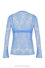 House of CB Niebieski koronkowy top Phoebe z wiązaniem modny i elegancki - Image 7