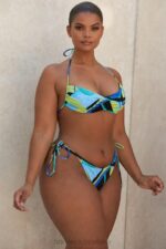 House of CB Niebieskozielone bikini wiązane na szyi Isla Grande letnia moda plażowa - Image 15