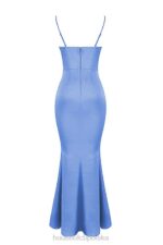 House of CB Oliwkowa Maxi Sukienka Satynowy Gorset z Barwinkiem - Image 10