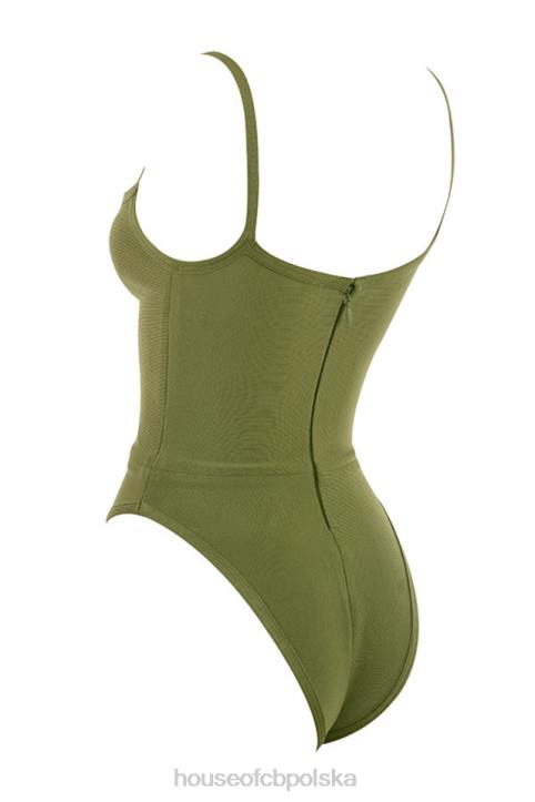House of CB Oliwkowe Body Bandażowe z Dekoltem w Kształcie Serca - Image 11