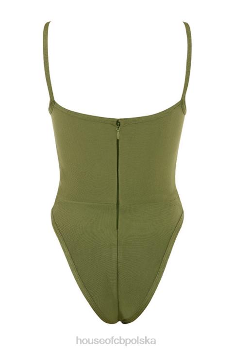 House of CB Oliwkowe Body Bandażowe z Dekoltem w Kształcie Serca - Image 3