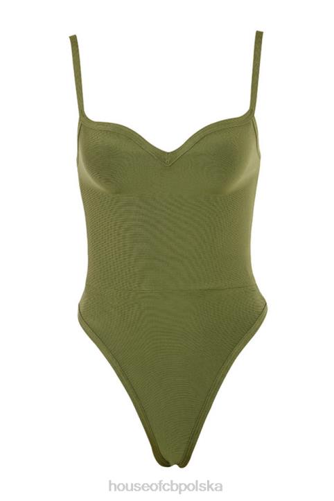House of CB Oliwkowe Body Bandażowe z Dekoltem w Kształcie Serca - Image 10