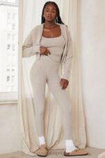 House of CB Opalowe Prążkowane Legginsy Sydney Modny Wybór