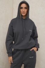 House of CB Oversize Bluza Kaptur Grafitowa Stylowa Moda - Image 12