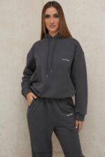 House of CB Oversize Bluza Kaptur Grafitowa Stylowa Moda - Image 9