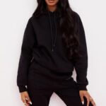 House of CB Oversize bluza z kapturem atramentowa stylowa odzież na każdą okazję