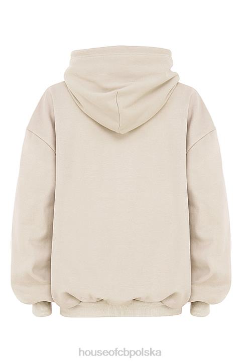 House of CB Oversize bluza z kapturem Halo w kolorze płatków owsianych modna odzież damska - Image 5