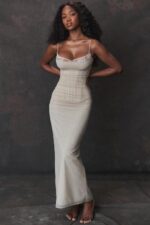 House of CB piaskowa maxi sukienka Nalini stylowa moda kobieca - Image 17