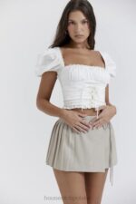 House of CB Plisowana mini spódniczka kamienna Tatum modna odzież na każdą okazję - Image 10