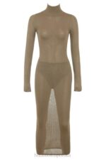 House of CB Roberta Tan midi sukienka dzianinowa elegancka moda - Image 6