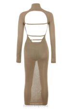 House of CB Roberta Tan midi sukienka dzianinowa elegancka moda - Image 8