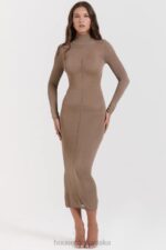 House of CB Roberta Tan midi sukienka dzianinowa elegancka moda - Image 10