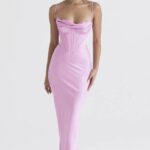 House of CB Różowa Gorsetowa Sukienka Maxi Charmaine Modna Odzież