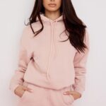 House of CB Różowa Oversize Bluza z Kapturem Halo Modna Odzież