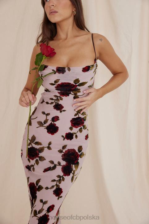 House of CB Różowa sukienka maxi Devore Serena na każdą okazję - Image 4