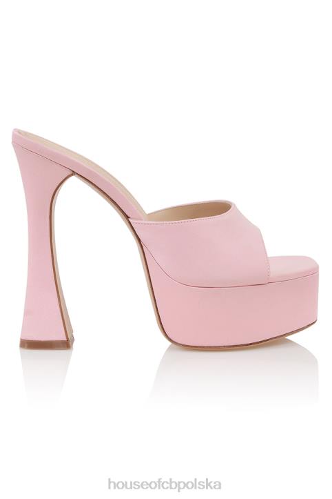 House of CB Różowe Satynowe Klapki na Platformie Alessandra Trendy Buty - Image 4