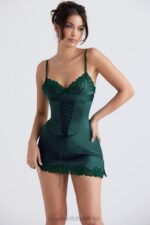 House of CB Satynowa sukienka halka Soraya Zielona elegancka moda na każdą okazję - Image 10
