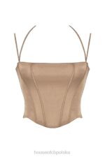 House of CB Satynowy Gorset Chantelle Latte Modny Styl Elegancja - Image 7