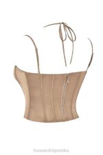 House of CB Satynowy Gorset Chantelle Latte Modny Styl Elegancja - Image 8