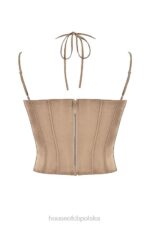House of CB Satynowy Gorset Chantelle Latte Modny Styl Elegancja - Image 9