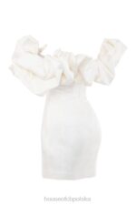 House of CB Selena satynowa sukienka bez ramiączek kości słoniowej elegancka moda na każdą okazję - Image 6