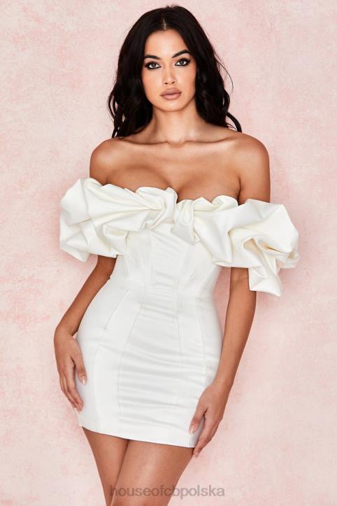 House of CB Selena satynowa sukienka bez ramiączek kości słoniowej elegancka moda na każdą okazję - Image 1