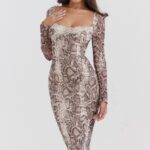 House of CB Seraphina Sukienka węża Czarne Eleganckie Modne