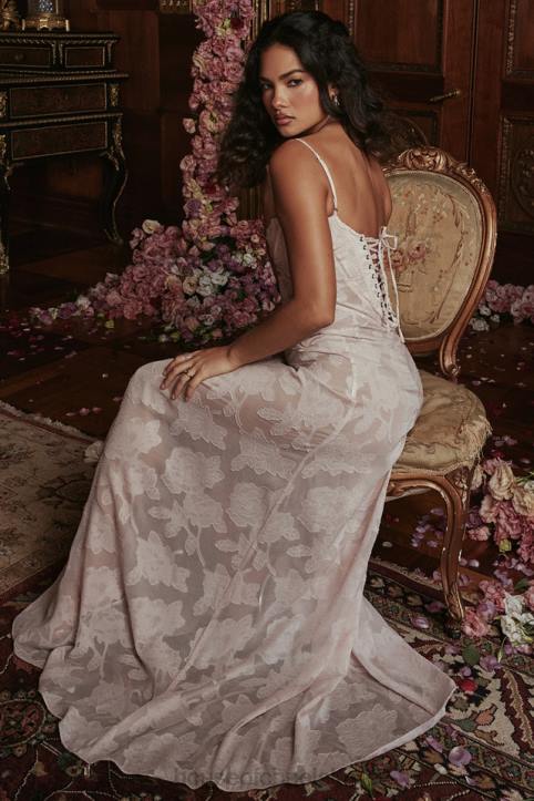 House of CB Seren Maxi Sukienka Różowe Kwiaty Koronka Elegancja - Image 2
