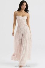 House of CB Seren Maxi Sukienka Różowe Kwiaty Koronka Elegancja - Image 12