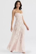 House of CB Seren Maxi Sukienka Różowe Kwiaty Koronka Elegancja - Image 13