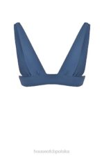 House of CB Seszele głęboki błękit wiązany góra bikini modne plażowe trendy - Image 10