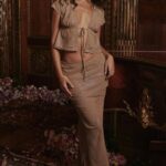 House of CB Spódnica maxi Dyana Shimmer Cafe au Lait Modny Styl