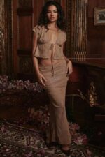 House of CB Spódnica maxi Dyana Shimmer Cafe au Lait Modny Styl
