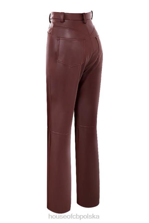 House of CB Spodnie Inaya z ciemnobrązowej wegańskiej skóry elastyczne moda 2023 - Image 3
