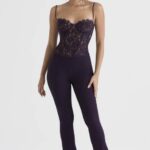 House of CB Spodnie Laurel Night Shade Wysoki Stan Modne i Eleganckie