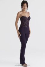 House of CB Spodnie Laurel Night Shade Wysoki Stan Modne i Eleganckie - Image 5