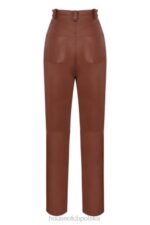 House of CB Spodnie Skórzane Wegańskie Stretch Tan Eleganckie - Image 8