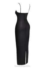 House of CB Stefania czarna gorsetowa sukienka maxi na każdą okazję - Image 8