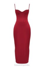 House of CB Stefania Rubinowa Gorsetowa Sukienka Maxi Modna Odzież - Image 3