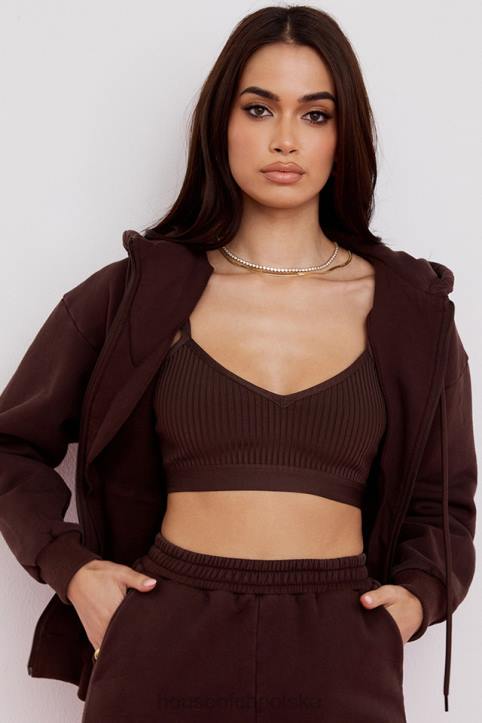 House of CB Storm Chocolate Bluza z kapturem na zamek modna odzież damska - Image 2