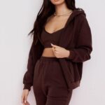 House of CB Storm Chocolate Bluza z kapturem na zamek modna odzież damska