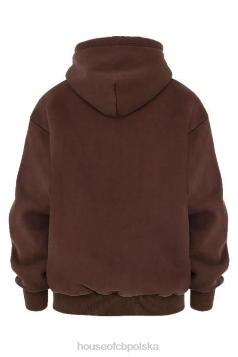 House of CB Storm Chocolate Bluza z kapturem na zamek modna odzież damska - Image 4