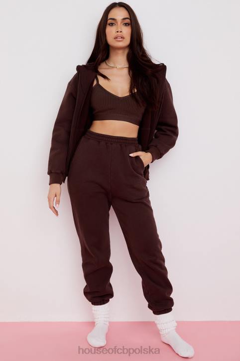 House of CB Storm Chocolate Bluza z kapturem na zamek modna odzież damska - Image 6