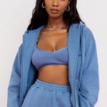 House of CB Stylowa Bluza z Kapturem Storm Azure na Zamek