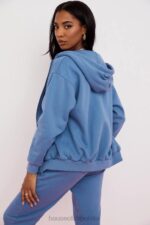 House of CB Stylowa Bluza z Kapturem Storm Azure na Zamek - Image 5