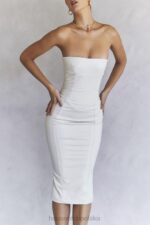 House of CB Sukienka bez ramiączek wegańska skóra Camilla Ivory modna odzież - Image 2