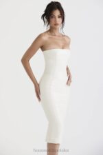 House of CB Sukienka bez ramiączek wegańska skóra Camilla Ivory modna odzież - Image 9