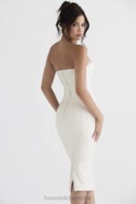 House of CB Sukienka bez ramiączek wegańska skóra Camilla Ivory modna odzież - Image 10
