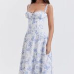 House of CB Sukienka Carmen Gorsetowa Niebieska Trendy Moda Kobieca