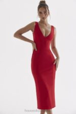 House of CB Sukienka Cece czerwona różowa dekolt sexy na każdą okazję